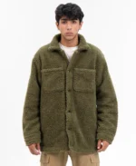 Men's Oversized Sherpa Olive Jacket | Trendy Leather Jackets