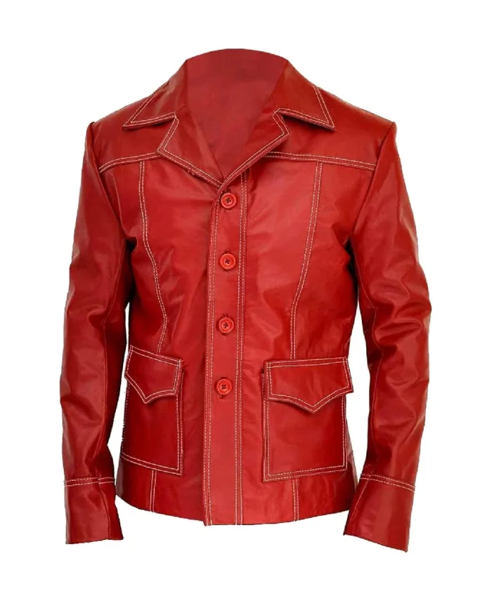 Men's Red Tyler Durden Lambskin Leather Biker Jacket | Trendy Leather Jackets