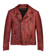 Men's Red Waxed Biker Leather Jacket | Trendy Leather Jackets
