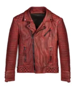 Men's Red Waxed Biker Leather Jacket | Trendy Leather Jackets
