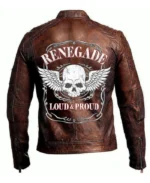 Men's Renegade Racer Loud & Proud Brown Leather Jacket | Trendy Leather Jackets
