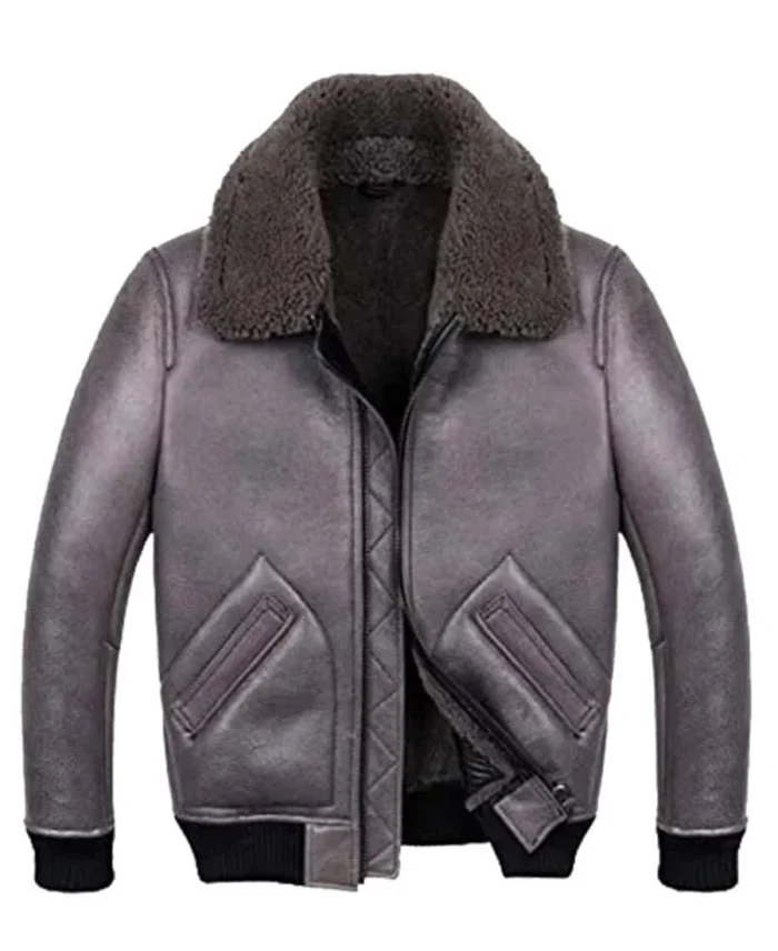 Men's Shearling Grey Sheepskin B2 Leather Jacket | Trendy Leather Jackets