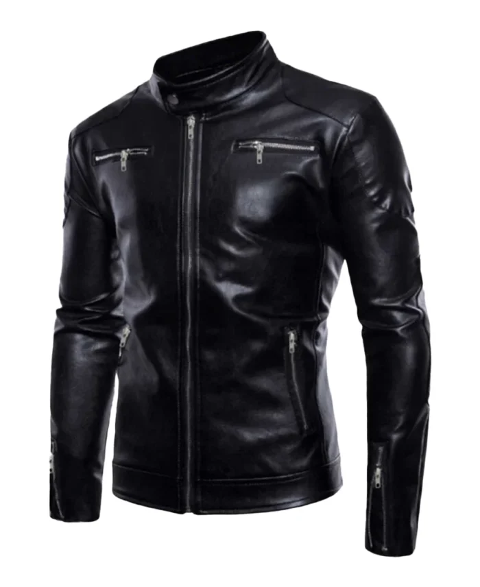 Men's Shiner Black Leather Biker Jacket | Trendy Leather Jackets