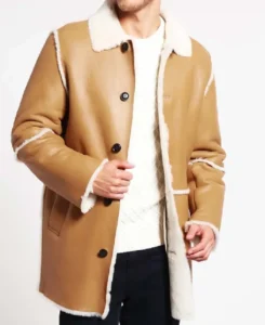 Men's Tan Brown Shearling Car Coat | Trendy Leather Jackets