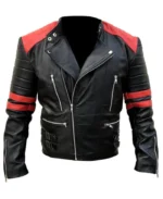 Men's Vintage Brando Red Strip Black Leather Jacket | Trendy Leather Jackets