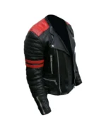 Men's Vintage Brando Red Strip Black Leather Jacket | Trendy Leather Jackets