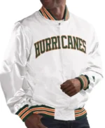 Miami Hurricanes Satin Varsity Jacket | Trendy Leather Jackets