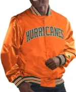 Miami Hurricanes Satin Varsity Jacket | Trendy Leather Jackets