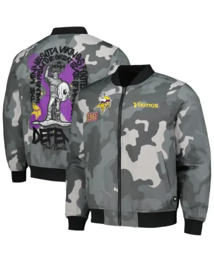 Minnesota Vikings Camo Bomber Jacket | TLJ