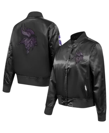 Minnesota Vikings Jeweled Satin Jacket | Trendy Leather Jackets