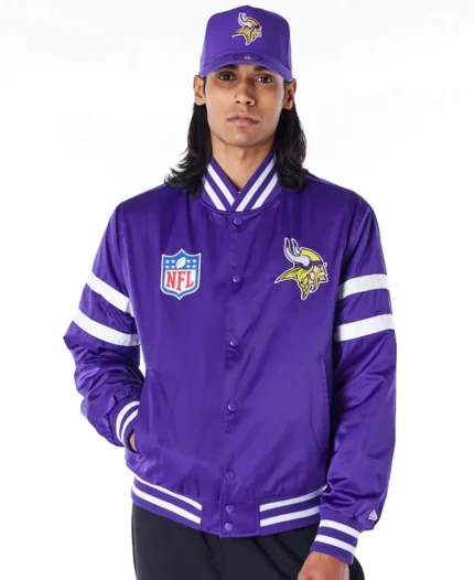 Minnesota Vikings NFL Satin Purple Bomber Jacket | TLJ
