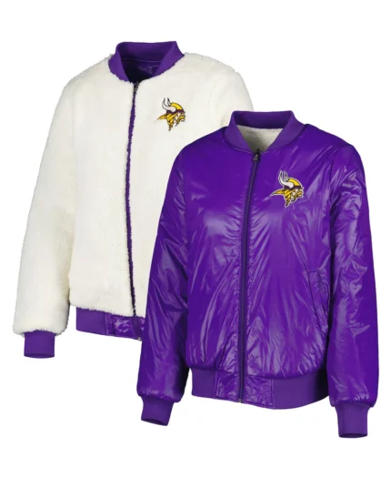 Minnesota Vikings Reversible Fur Jacket | Trendy Leather Jackets