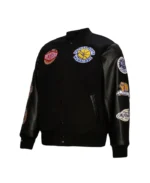 Mitchell And Ness Golden State Warriors Black Varsity Jacket | Trendy Leather Jackets