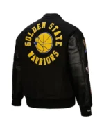 Mitchell And Ness Golden State Warriors Black Varsity Jacket | Trendy Leather Jackets