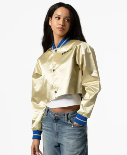 Mitchell And Ness Golden State Warriors Cropped Jacket | Trendy Leather Jackets