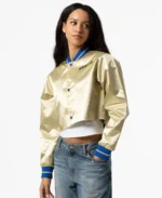 Mitchell And Ness Golden State Warriors Cropped Jacket | Trendy Leather Jackets