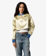 Mitchell And Ness Golden State Warriors Cropped Jacket | Trendy Leather Jackets