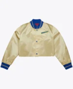 Mitchell And Ness Golden State Warriors Cropped Jacket | Trendy Leather Jackets