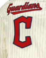 MLB 2024 Cleveland Guardians Pinstripe Satin Jacket | Trendy Leather Jackets