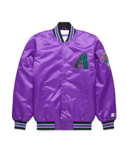 MLB Arizona Diamondbacks Classic Purple Satin Jacket | Trendy Leather Jackets