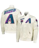 MLB Arizona Diamondbacks Cream Pinstripe Retro Classic Satin Jacket | Trendy Leather Jackets