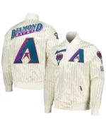 MLB Arizona Diamondbacks Cream Pinstripe Retro Classic Satin Jacket | Trendy Leather Jackets