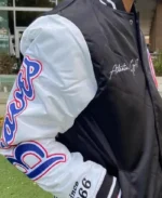 MLB Atlanta Braves Black and White Satin Jacket | Trendy Leather Jackets