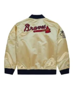 MLB Atlanta Braves Gold Lightweight Satin Jacket | Trendy Leather Jackets