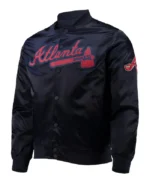 MLB Atlanta Braves Wordmark Satin Jacket | Trendy Leather Jackets