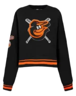 MLB Baltimore Orioles Black Mash Up Cropped Sweatshirt | Trendy Leather Jackets