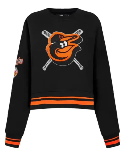 MLB Baltimore Orioles Black Mash Up Cropped Sweatshirt | Trendy Leather Jackets