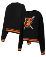 MLB Baltimore Orioles Black Mash Up Cropped Sweatshirt | Trendy Leather Jackets