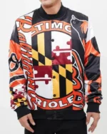 MLB Baltimore Orioles Mashup Satin Jacket | Trendy Leather Jackets