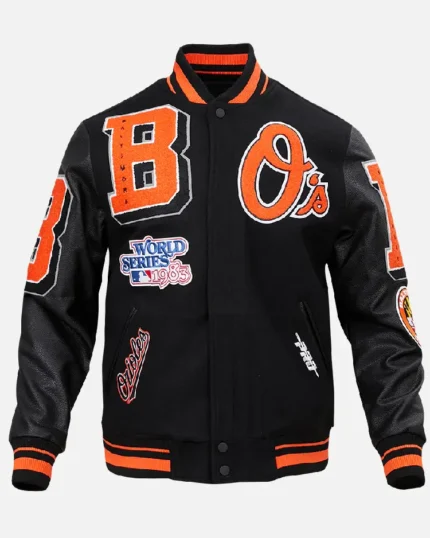 MLB Baltimore Orioles Mashup Varsity Jacket | Trendy Leather Jackets