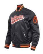 MLB Baltimore Orioles Script Tail Satin Jacket | Trendy Leather Jackets