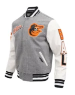 MLB Baltimore Orioles Script Tail Varsity Jacket | Trendy Leather Jackets