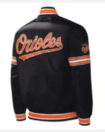 MLB Baltimore Orioles Starter Black Midfield Satin Varsity Jacket | Trendy Leather Jackets