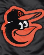 MLB Baltimore Orioles Starter Black Midfield Satin Varsity Jacket | Trendy Leather Jackets