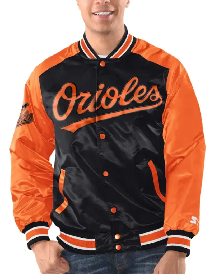 MLB Baltimore Orioles Starter Varsity Satin Jacket | Trendy Leather Jackets