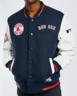 MLB Boston Red Sox Melton Varsity Jacket | Trendy Leather Jackets