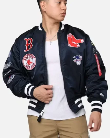 MLB Boston Red Sox New Era x Alpha Industries MA-1 Bomber Jacket | Trendy Leather Jackets