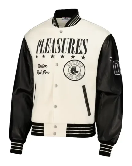 MLB Boston Red Sox Pleasures Varsity Jacket | Trendy Leather Jackets