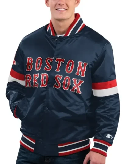 MLB Boston Red Sox Starter Home Game Satin Varsity Jacket | Trendy Leather Jackets