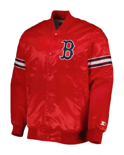 MLB Boston Red Sox Starter Satin Varsity Jacket | Trendy Leather Jackets