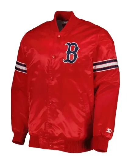 MLB Boston Red Sox Starter Satin Varsity Jacket | Trendy Leather Jackets