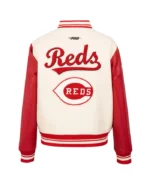 MLB Cincinnati Reds Cream Retro Classic Varsity Jacket | Trendy Leather Jackets