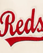 MLB Cincinnati Reds Cream Retro Classic Varsity Jacket | Trendy Leather Jackets