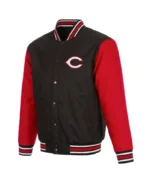 MLB Cincinnati Reds JH Design Black / Red Poly Twill Jacket | Trendy Leather Jackets