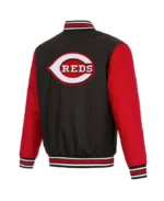 MLB Cincinnati Reds JH Design Black / Red Poly Twill Jacket | Trendy Leather Jackets