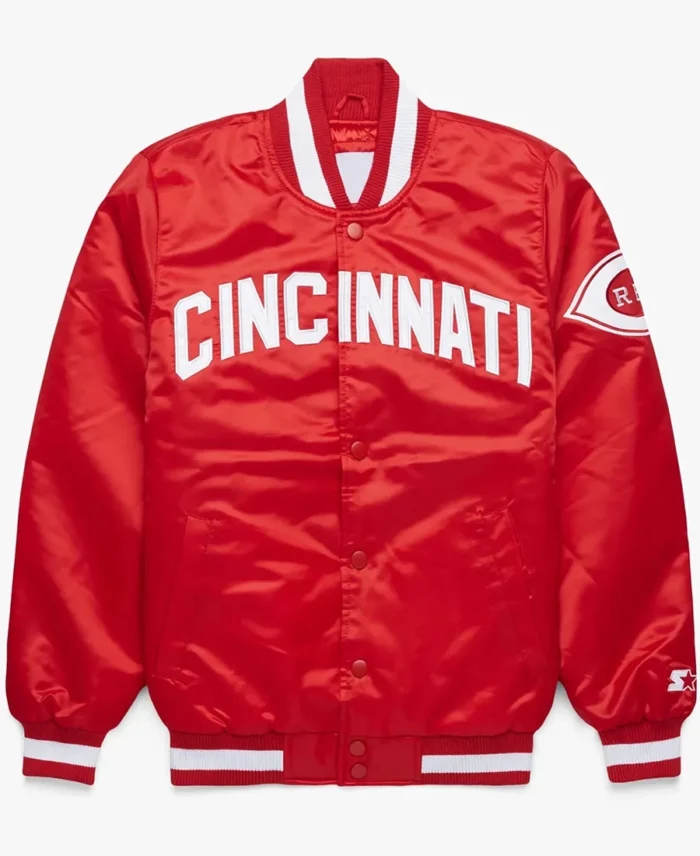 MLB Cincinnati Reds Red Satin Jacket | Trendy Leather Jackets